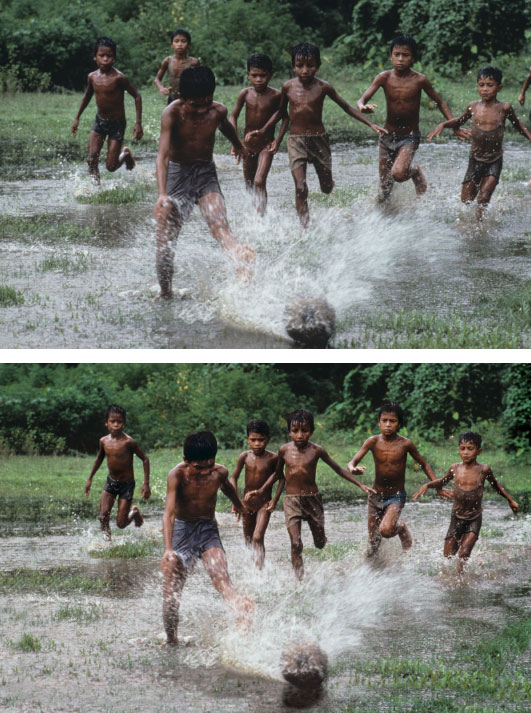A photo of children playing football in Bangladesh from a series of personal pictures, however a version found its way onto Magnum Photos’ website, but has since been removed.